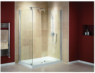 Wickes Walk-In Shower Enclosure with Curved Panel and Silver Effect Frame