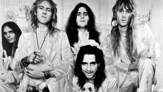 Alice Cooper band posing for a photograph in the early 1970s