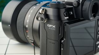 The Fujifilm GFX100S II showing the GFX logo