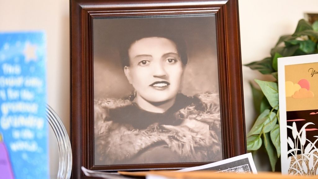 A photo of Henrietta Lacks, sits in the living room of her grandson, Ron Lacks, 57, n Baltimore, MD on March 22, 2017