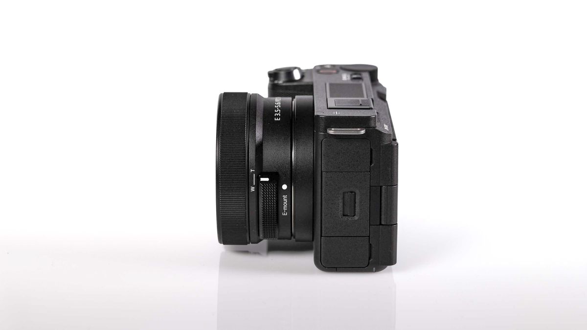 Sony ZV-E10 II on reflective surface and white background