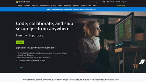 Microsoft Azure's homepage