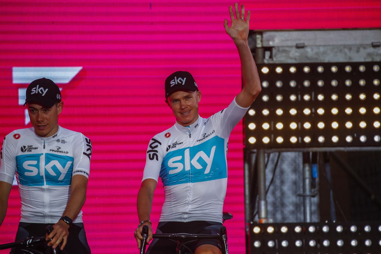 Chris Froome at the 2018 Giro d'Italia team presentation