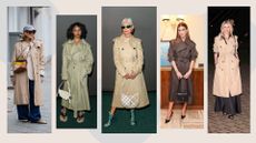 three women in Burberry trench coats including Donna Air