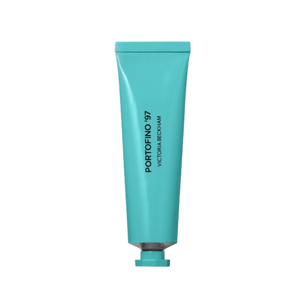 A product shot of the Victoria Beckham Beauty Portofino '97 Hand Cream, on a white background