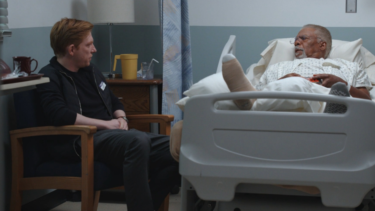 Domhnall Gleeson and Duane Shepard Sr. in The Paper