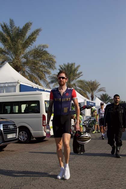 Bradley Wiggins arrives for stage 2