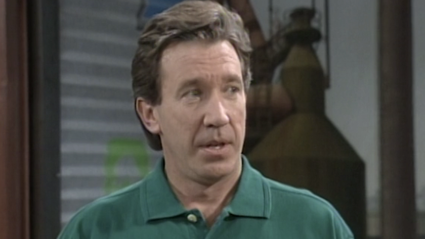 Tim Taylor in green shirt on Tool Time in Home Improvement 