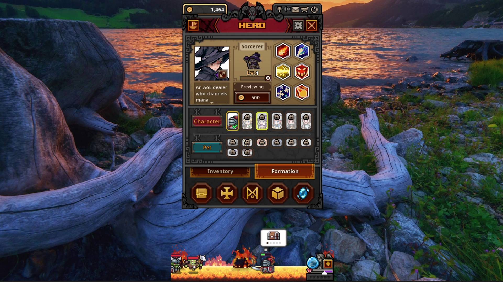 TBH Task Bar Hero sorcerer previewed in formation menu