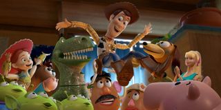 The toys holding Woody up in Toy Story 3
