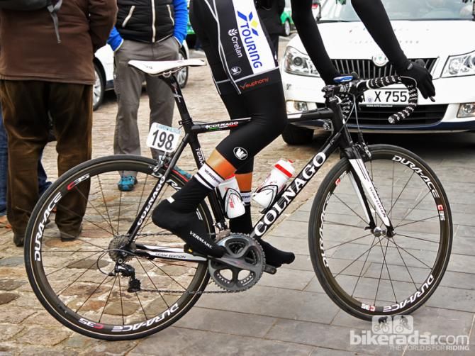 Crelan-Euphony's Colnago C59 Team Edition sets off for the start line at Scheldeprijs.