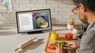 Someone using an Echo Show for recipes