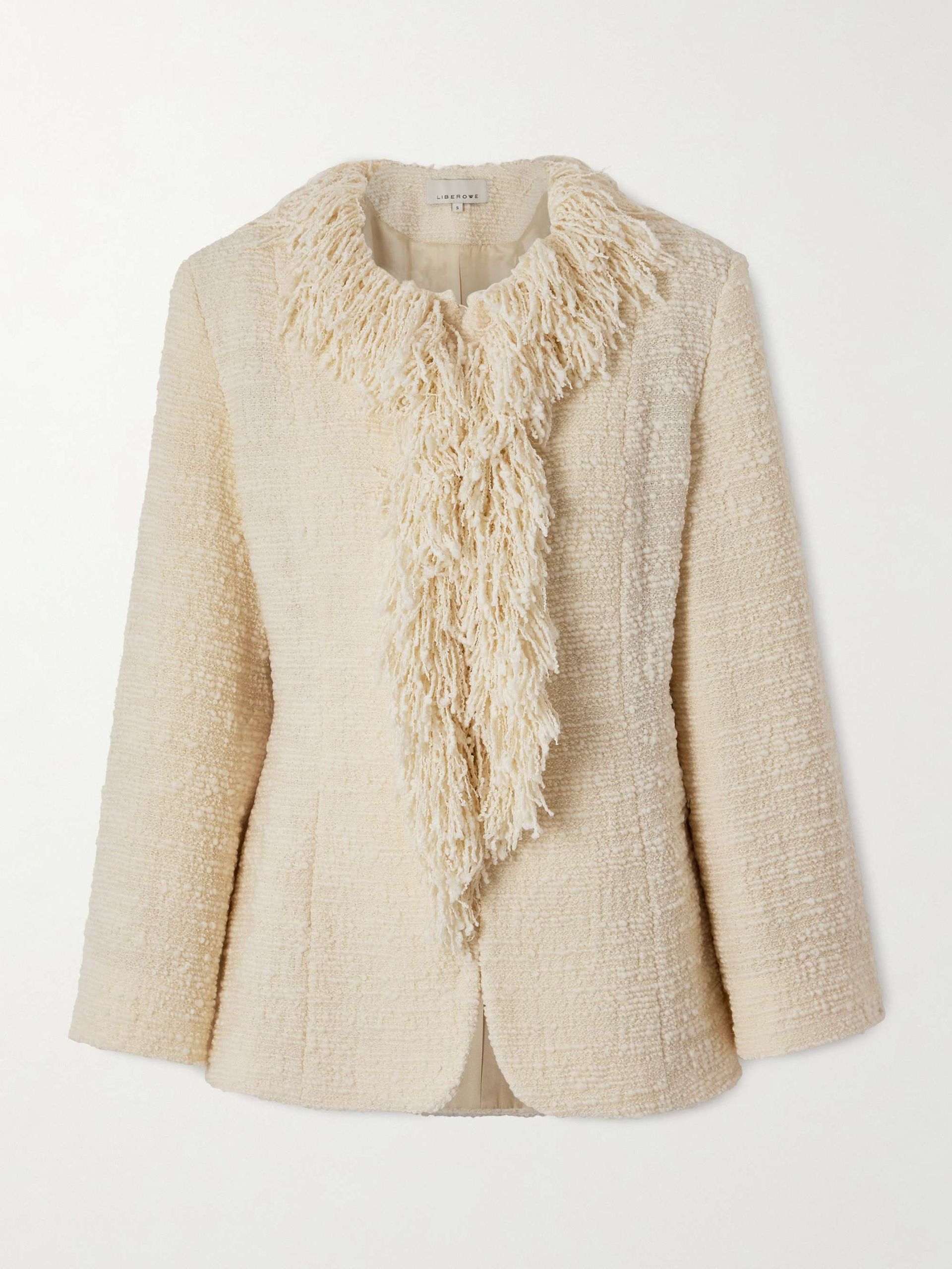 Trader Fringed Wool-Blend Bouclé-Tweed Jacket
