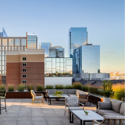 Rooftop lounge at the Printing House