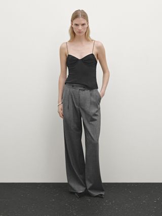 Wool Blend Trousers With Double Darts