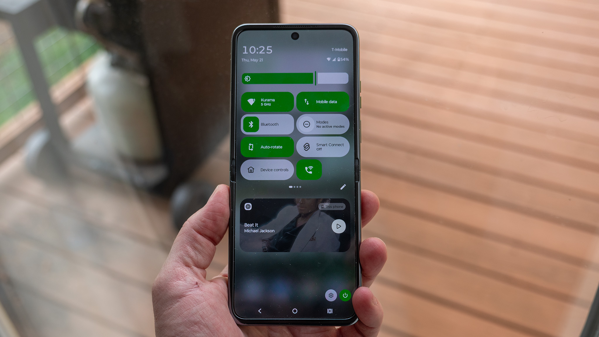 The expanded quick toggles display on the Motorola Razr Plus 2026