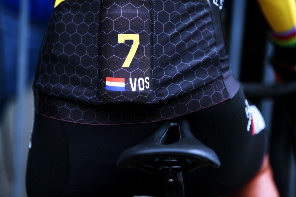 ROUBAIX FRANCE OCTOBER 02 Detailed view of Marianne Vos of Netherlands and Jumbo Visma Team jersey prior to the 1st ParisRoubaix 2021 Womens Elite a 1164km race from Denain to Roubaix ParisRoubaixFemmes ParisRoubaix on October 02 2021 in Roubaix France Photo by Tim de WaeleGetty Images