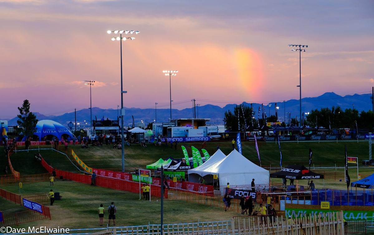 As the sun set at Desert Breeze Park in Las Vegas, spectators were treated to a rainbow.