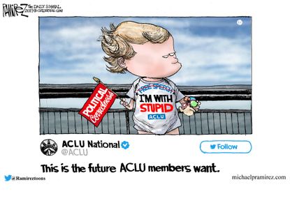 Political cartoon U.S. Liberals ACLU racism political correctness