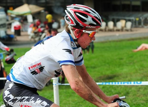 Mathias Fluciker (Trek World Team) leading the U-23 race