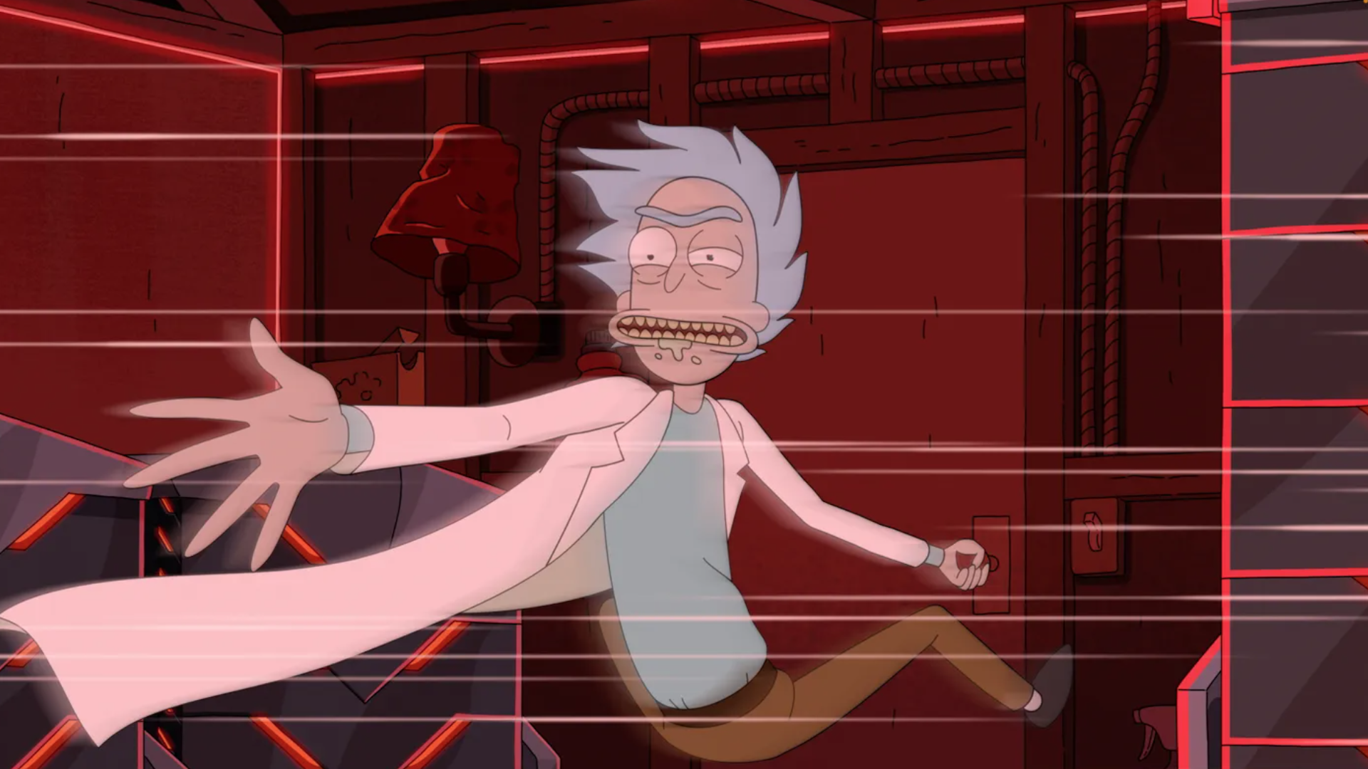 um personagem de desenho animado em uma sala caótica