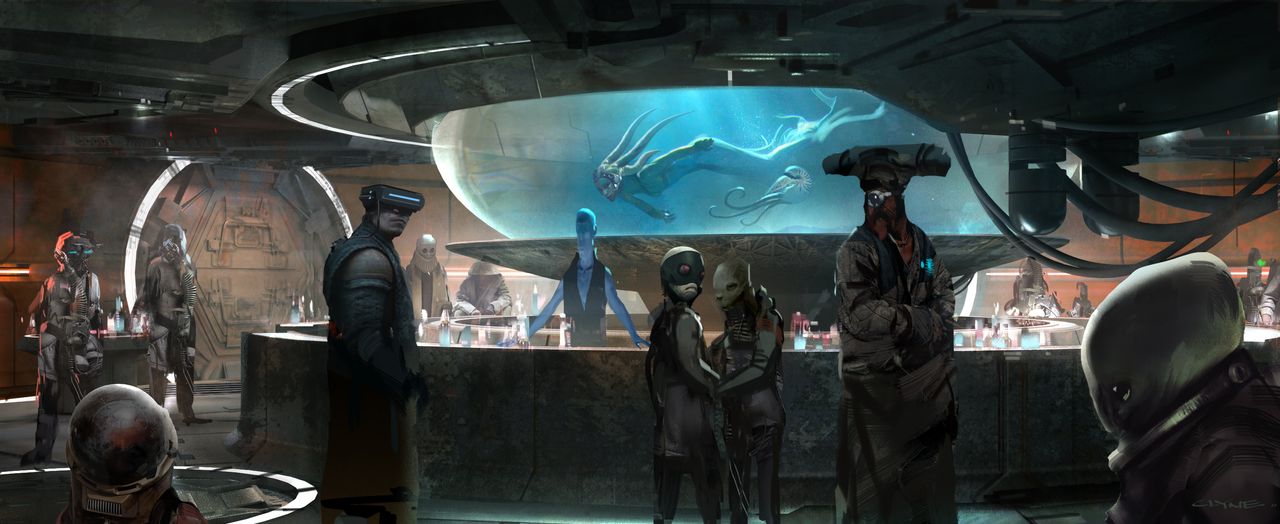 Concept art for the Star Wars land Galaxy's Edge and Disney theme parks from "The Art of Star Wars: Galaxy's Edge" by Abrams Books.