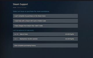Guide de remboursement Steam, étape 2