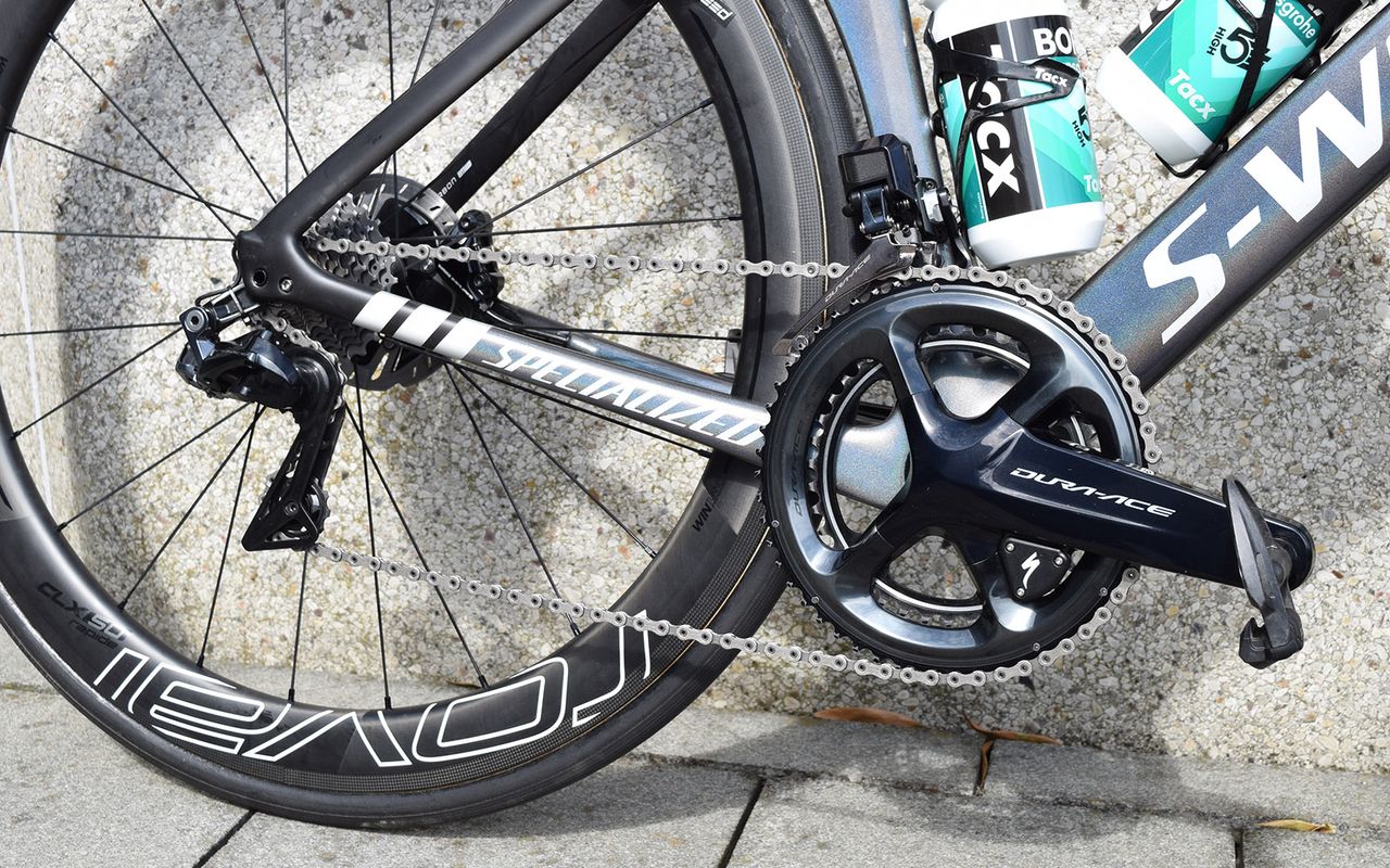 Sagan's Venge is paired with a Shimano Dura-Ace R9150 drivetrain