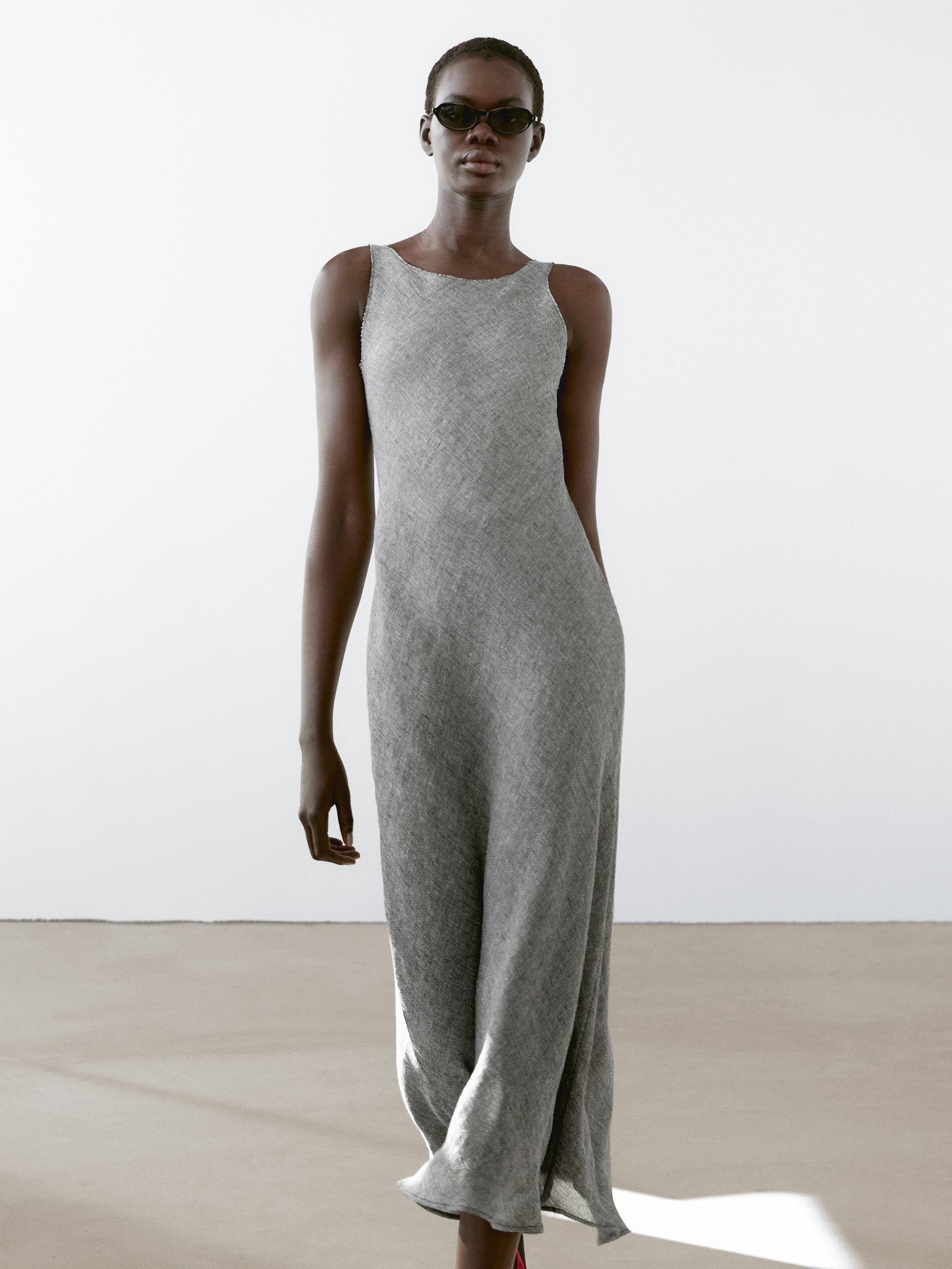 Linen Fluid Sleeveless Dress