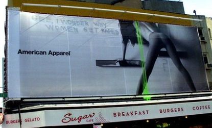 An American Apparel billboard that seemed to promote rape provoked commentary in 2007.
