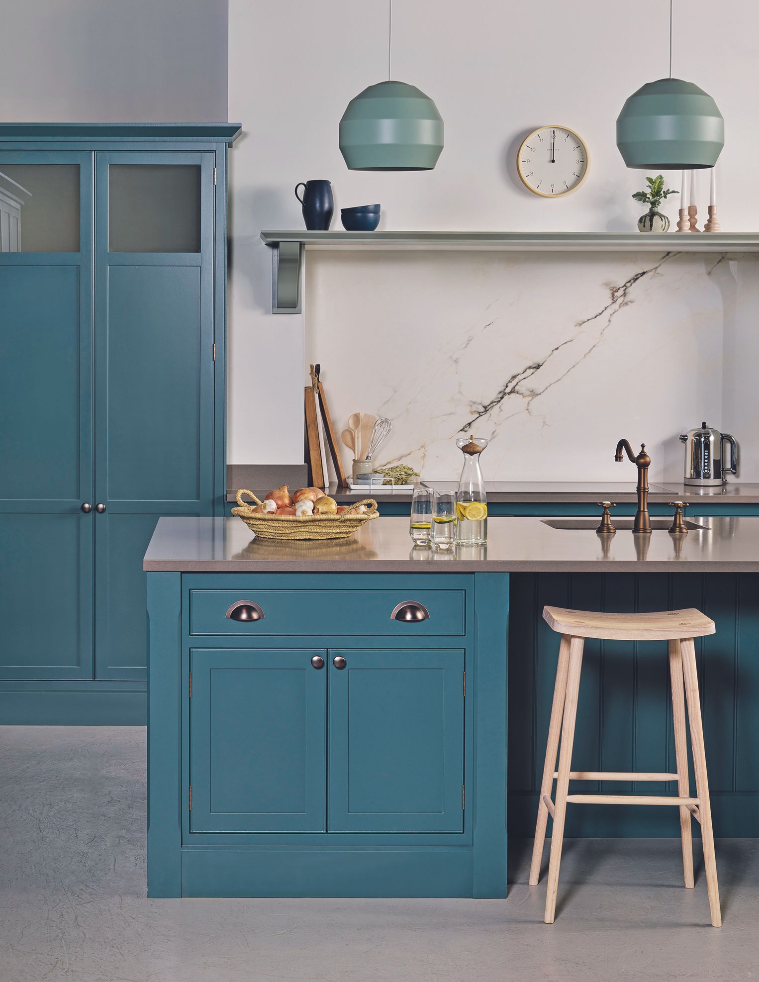 Kitchen design with blue cabinetry