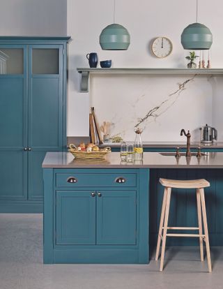 Kitchen design with blue cabinetry