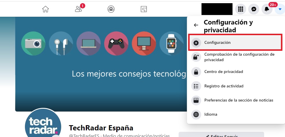 Cambiar la contraseña de Facebook, paso 2