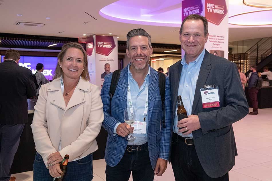 (From l.): Alison Yobage of EDO, Brian Katz of MRI Simmons and Scott Grunther of EDO.