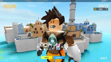 An Overwatch-inspired Roblox game that features Tracer smiling at the camera