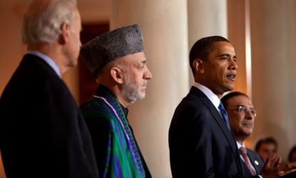 President Obama with the presidents of Afghanistan and Pakistan: With the 2012 election looming, Obama is feeling pressure to brings U.S. troops home from the increasingly unpopular Afghan wa