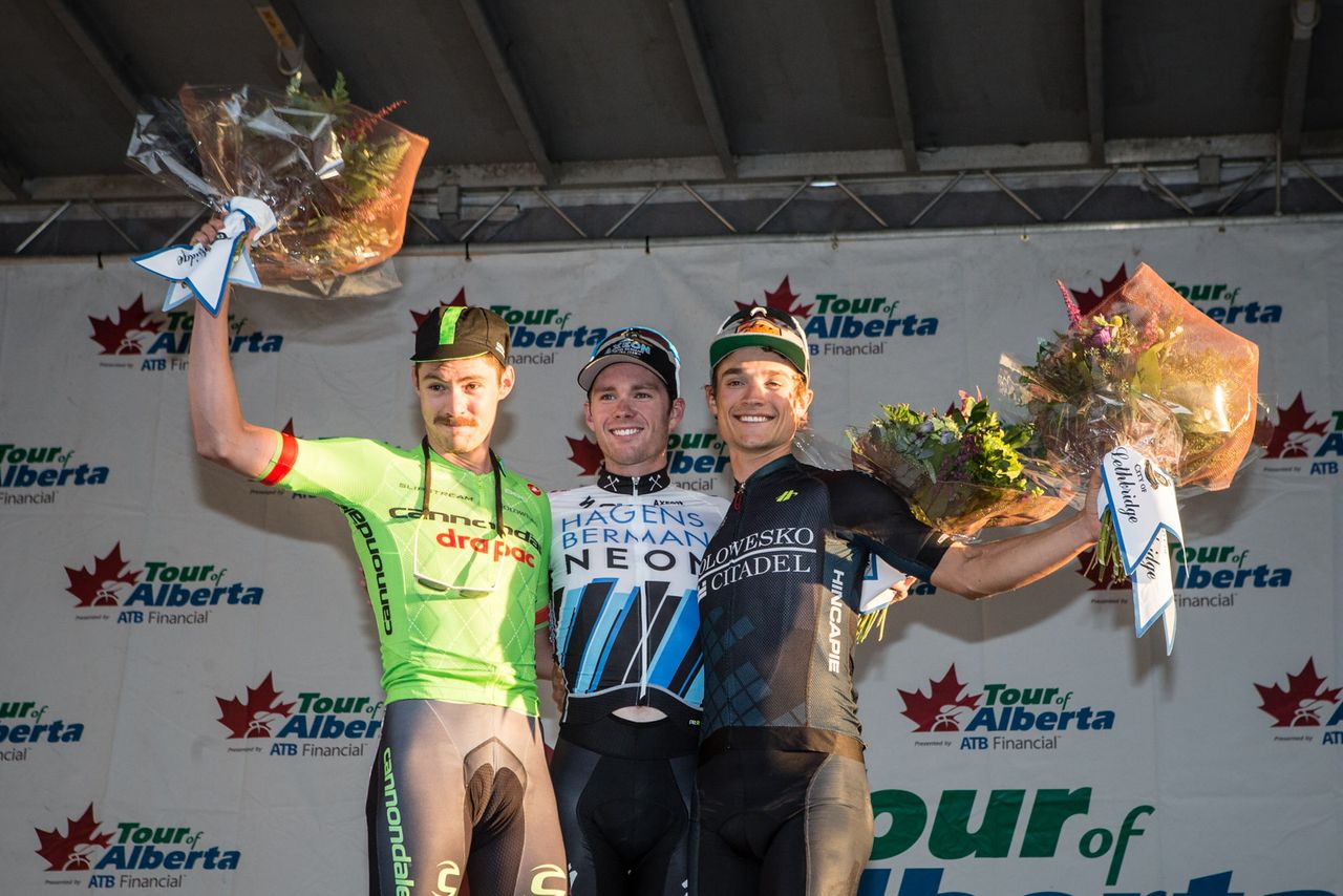 The stage 1 podium in Lethbridge