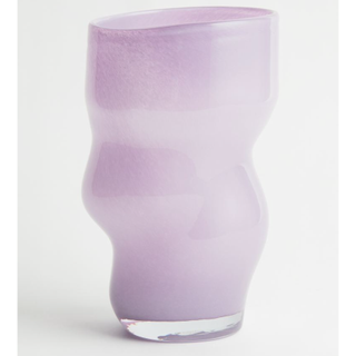 tall lilac glass vase in a collapsing design