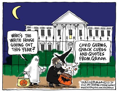 Political Cartoon U.S. COVID White House Halloween