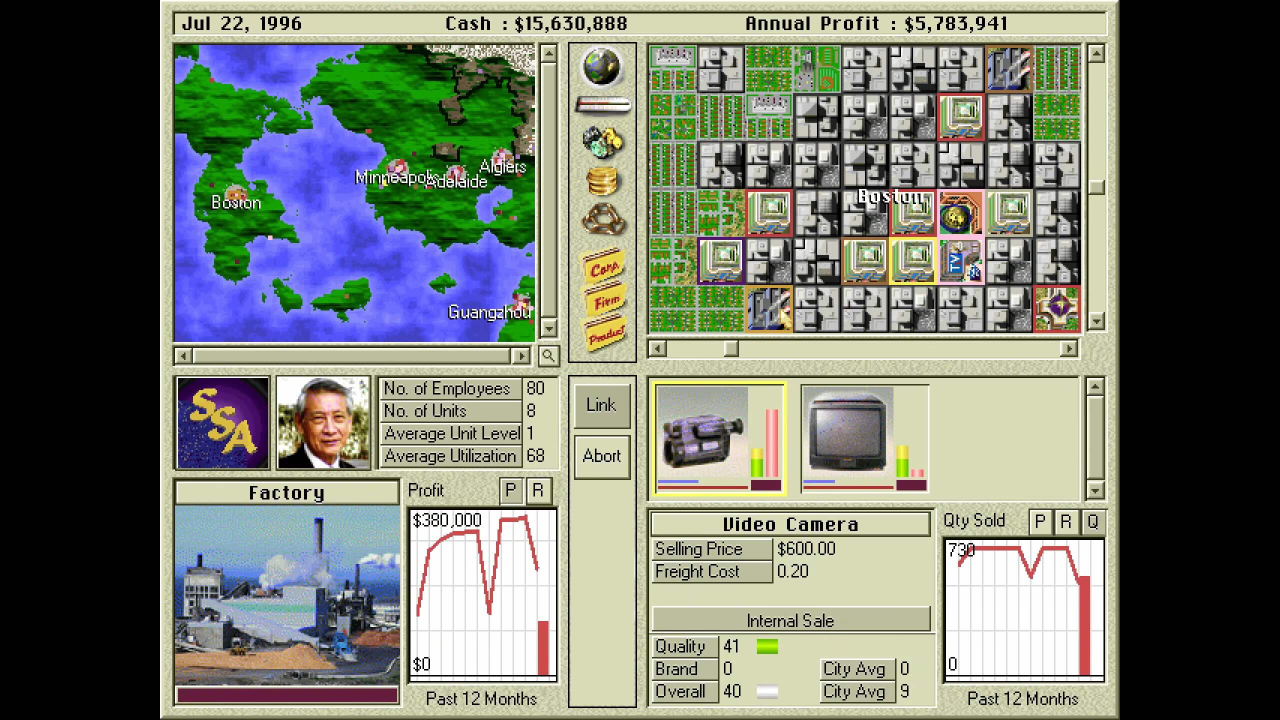 Stats, graphs, and a lot of UI in Capitalism Plus.