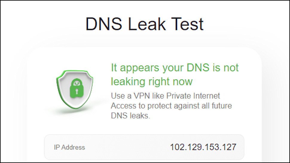 Private Internet Access DNS Leak Test