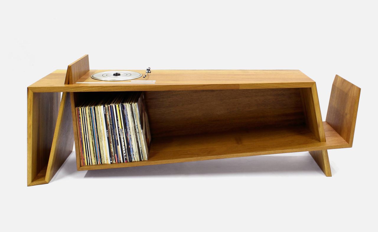 Folded Record Bureau by H Miller Bros, among Wallpaper’s pick of stereo cabinets