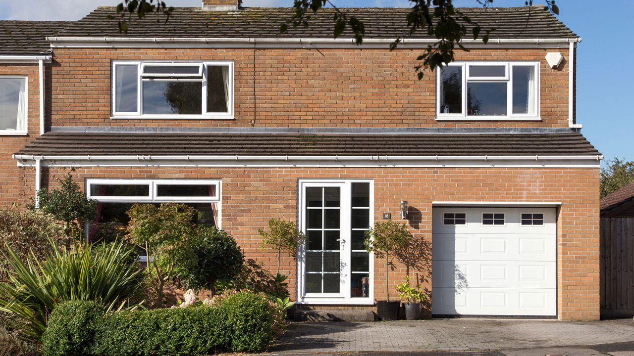 Front garden of brick house