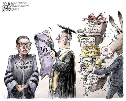 Political Cartoon Ruth Bader Ginsberg Honorary Degree Democrats Panic