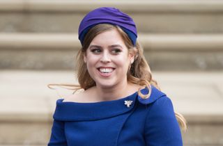 Princess Beatrice of York attends the wedding of Princess Eugenie of York and Jack Brooksbank