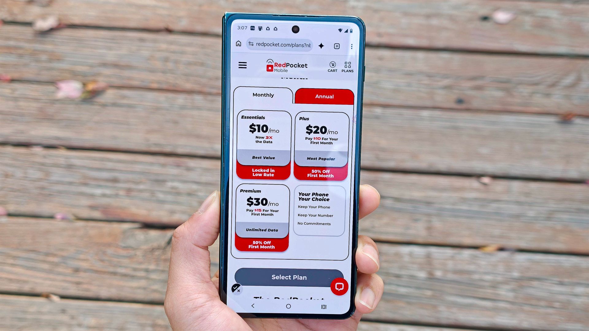 RedPocket Mobile logo shown on phone.