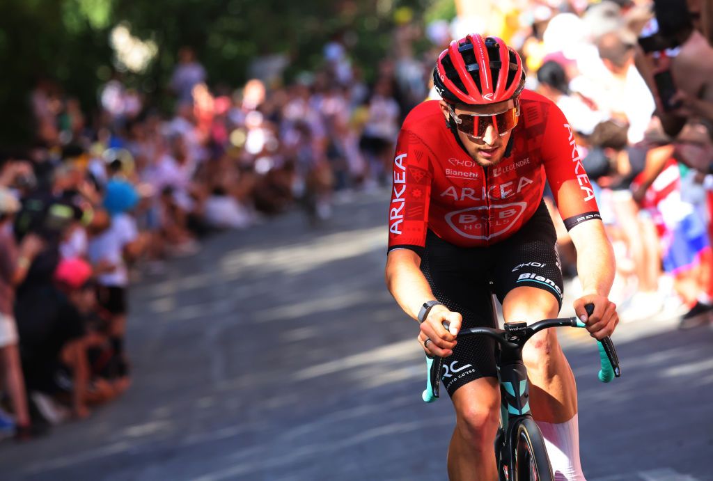 BOLOGNA ITALY JUNE 30 Kevin Vauquelin of France and Team Arkea BB Hotels attacks during the 111th Tour de France 2024 Stage 2 a 1992km stage from Cesenatico to Bologna UCIWT on June 30 2024 in Bologna Italy Photo by PoolGetty Images