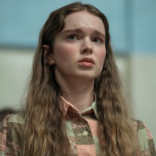 A teenage girl wearing a patchwork blouse (Summer H. Howell as Carrie), in Prime Video's 'Carrie.'