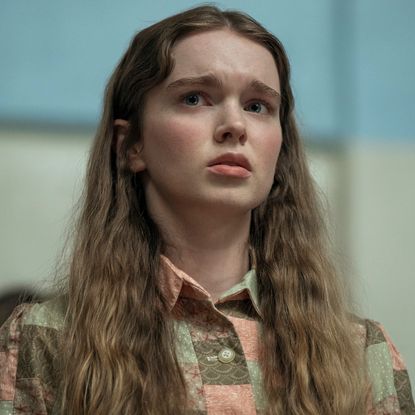 A teenage girl wearing a patchwork blouse (Summer H. Howell as Carrie), in Prime Video's 'Carrie.'