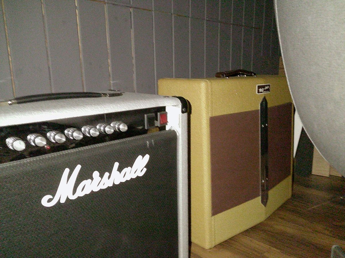 A photo of guitar amps, taken on a Camp Snap Screen-Free digital camera